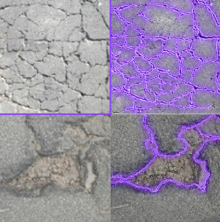 Before and after pavement crack detection record
